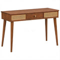 Schreibtisch aus massivem Mangoholz mit Rattangeflecht, Braun/Natur, 120 x 50 x 76 cm