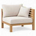 Eckmodul aus massivem Akazienholz in Natur/Creme, 85 x 85 x 70 cm