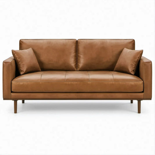 2-Sitzer-Sofa aus cognacbraunem PU-Kunstleder, 180 x 85 x 82 cm