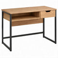Schreibtisch in Eichenoptik und Schwarz, 100 x 50 x 75 cm, mit Schublade und Ablagefach