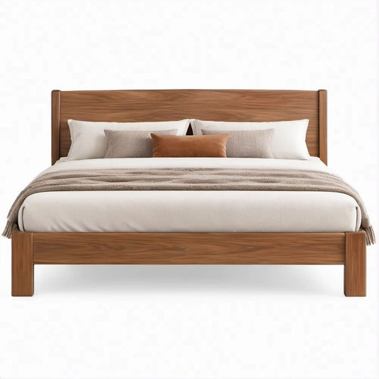 Doppelbett aus massivem Gummibaumholz in Walnussbraun, 180 x 200 cm