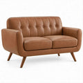 2-Sitzer-Sofa aus braunem PU-Kunstleder, 142 x 80 x 84 cm