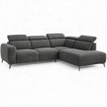 Modernes Ecksofa mit Recamiere rechts, Dunkelgrau/Schwarz, 260 x 170 x 85 cm