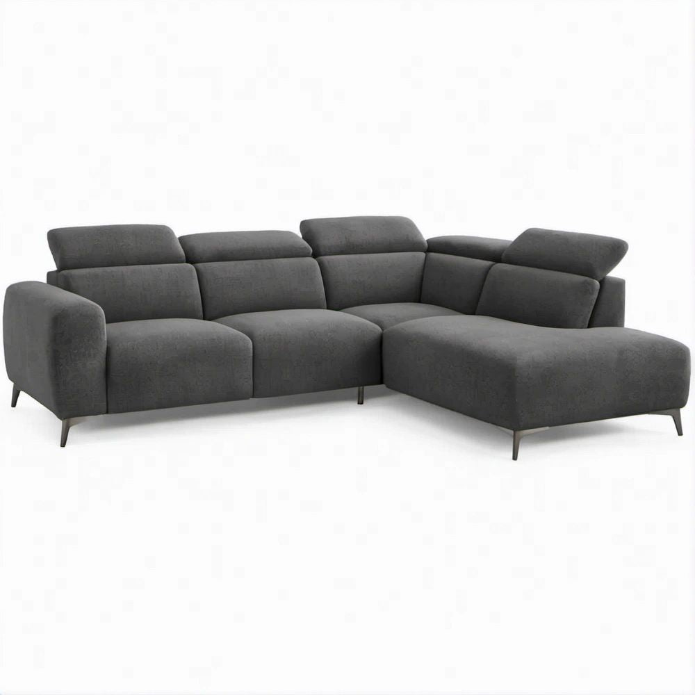 Modernes Ecksofa mit Recamiere rechts, Dunkelgrau/Schwarz, 260 x 170 x 85 cm