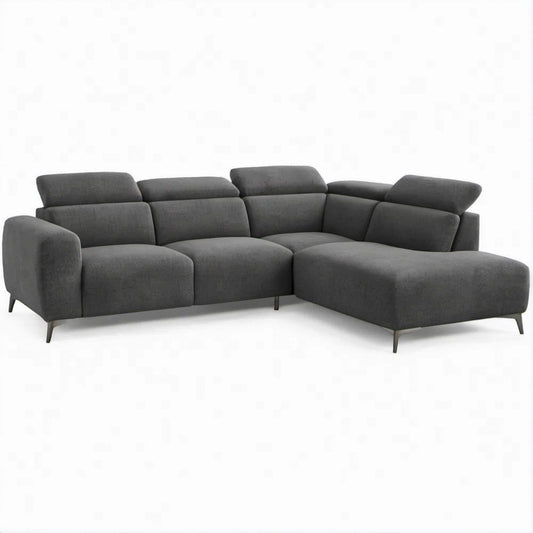 Modernes Ecksofa mit Recamiere rechts, Dunkelgrau/Schwarz, 260 x 170 x 85 cm