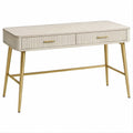Rechteckiger Schreibtisch mit 2 Schubladen, Cremeweiß/Gold, 120 x 60 x 76 cm