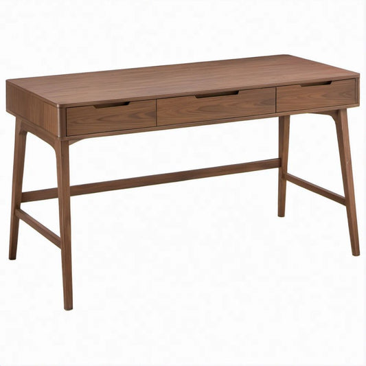 Schreibtisch mit 3 Schubladen, Walnussbraun, 140 x 60 x 76 cm
