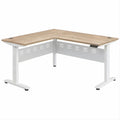 Winkelschreibtisch in L-Form, Eiche hell/Weiß/Schwarz, 160 x 160 x 80 x 75 cm